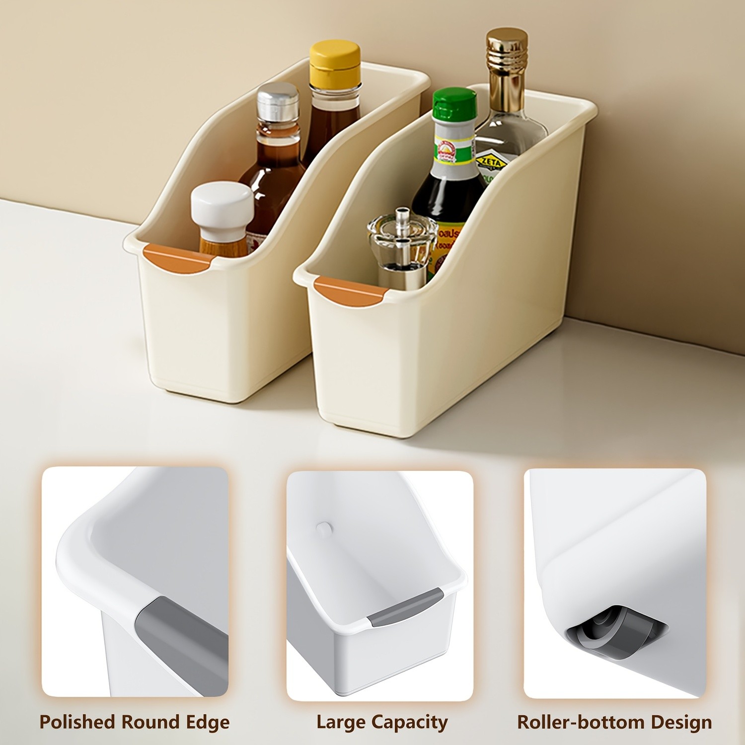 MCMLS Curved-Design Storage Box Set – Heavy-Duty Multi-Compartment Bins for Smart NZ Kitchen & Home Organisation