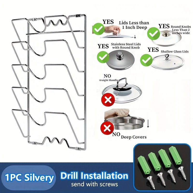 MCMLS Vertical Metal Pot Lid Rack – Heavy-Duty Multi-Tier Space-Saving Holder for NZ Cabinets & Pantries
