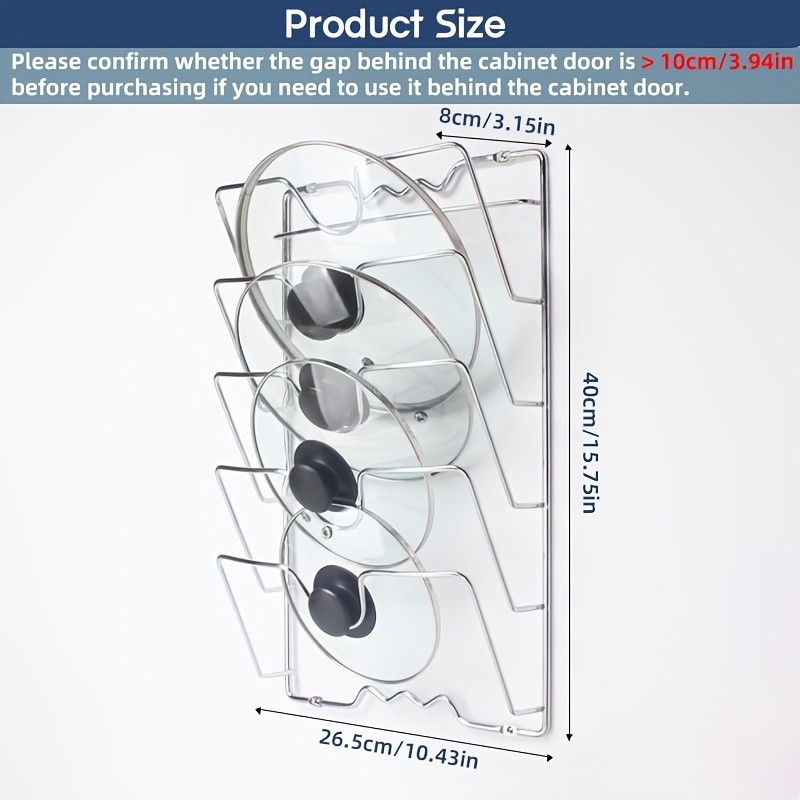 MCMLS Vertical Metal Pot Lid Rack – Heavy-Duty Multi-Tier Space-Saving Holder for NZ Cabinets & Pantries