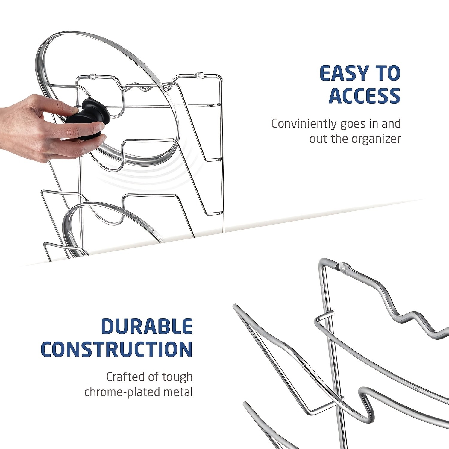 MCMLS Vertical Metal Pot Lid Rack – Heavy-Duty Multi-Tier Space-Saving Holder for NZ Cabinets & Pantries