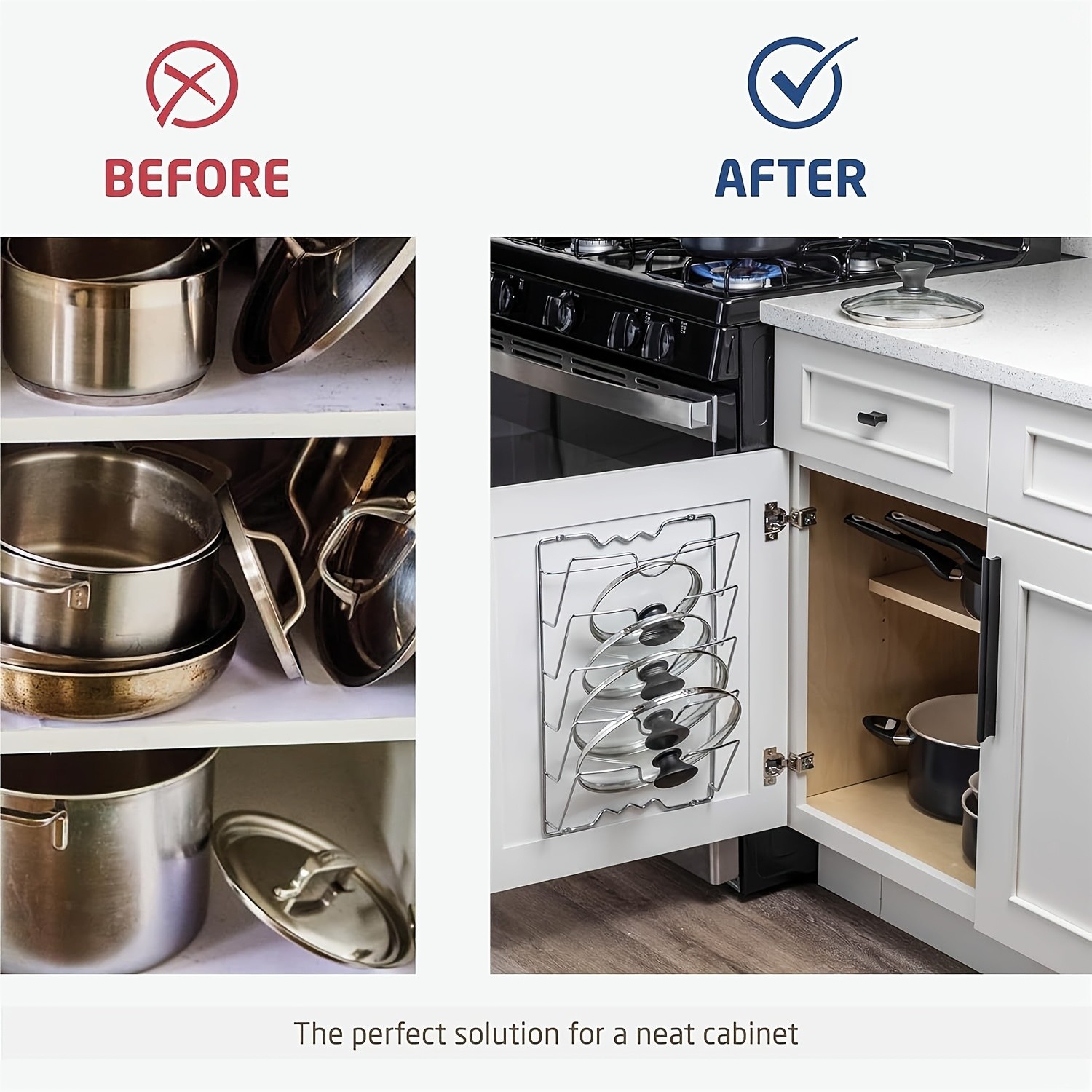 MCMLS Vertical Metal Pot Lid Rack – Heavy-Duty Multi-Tier Space-Saving Holder for NZ Cabinets & Pantries