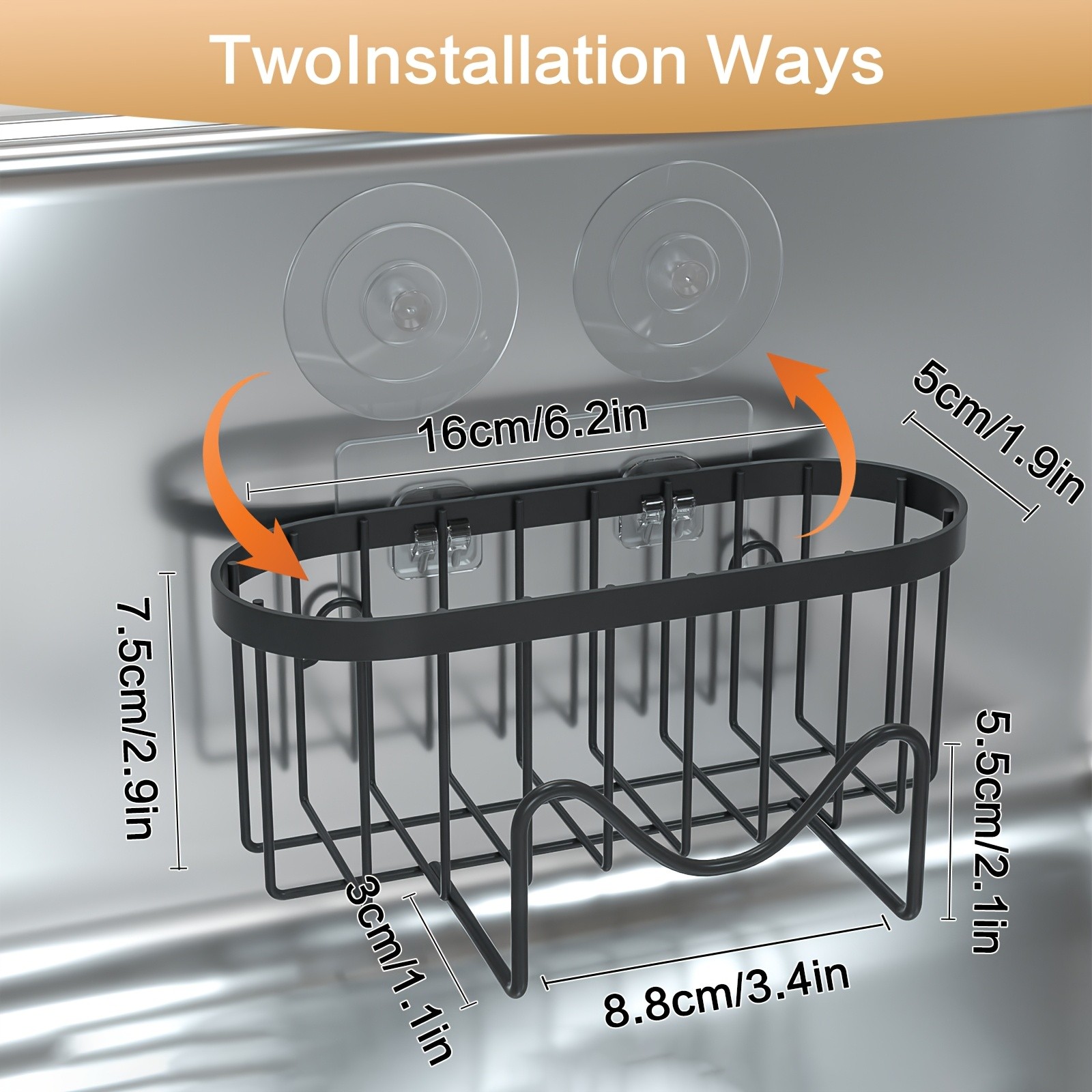 MCMLS 2-in-1 Stainless Steel Wall-Mounted Sink Caddy – Heavy-Duty Over-Sink Storage Rack for Modern NZ Kitchens