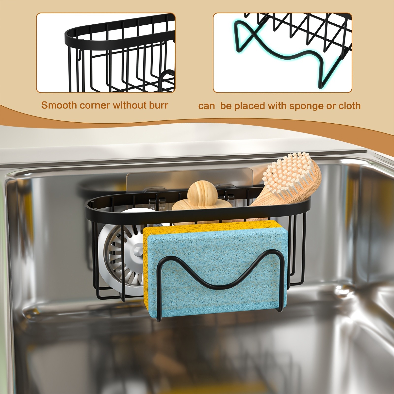 MCMLS 2-in-1 Stainless Steel Wall-Mounted Sink Caddy – Heavy-Duty Over-Sink Storage Rack for Modern NZ Kitchens