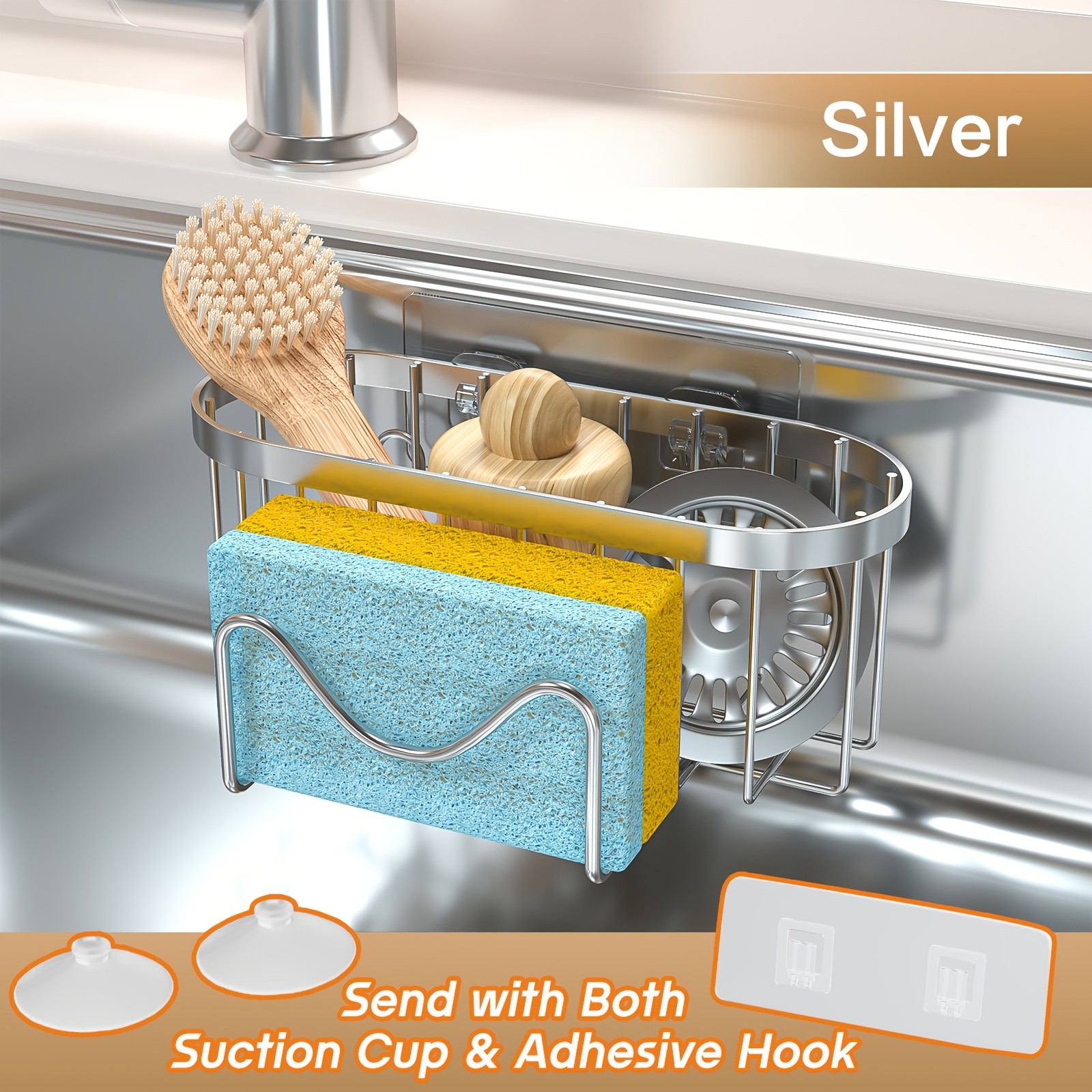 MCMLS 2-in-1 Stainless Steel Wall-Mounted Sink Caddy – Heavy-Duty Over-Sink Storage Rack for Modern NZ Kitchens