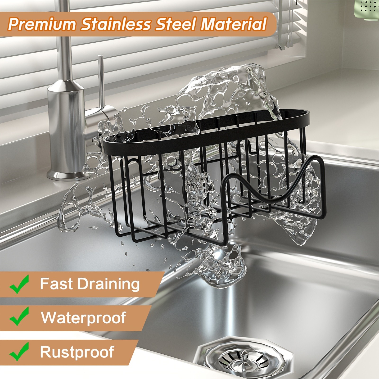 MCMLS 2-in-1 Stainless Steel Wall-Mounted Sink Caddy – Heavy-Duty Over-Sink Storage Rack for Modern NZ Kitchens
