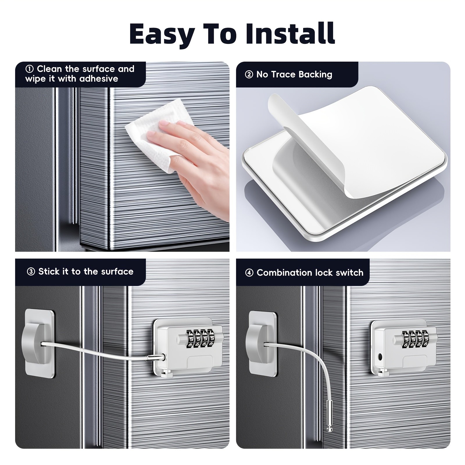 MCMLS Easy-Install Password Door Lock Set – No-Drill Multi-Surface Security Solution for NZ Homes & Appliances