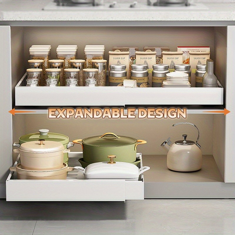 MCMLS Expandable Pull-Out Cabinet Rack – Heavy-Duty Adjustable Under-Sink Organizer for NZ Kitchens & Pantries
