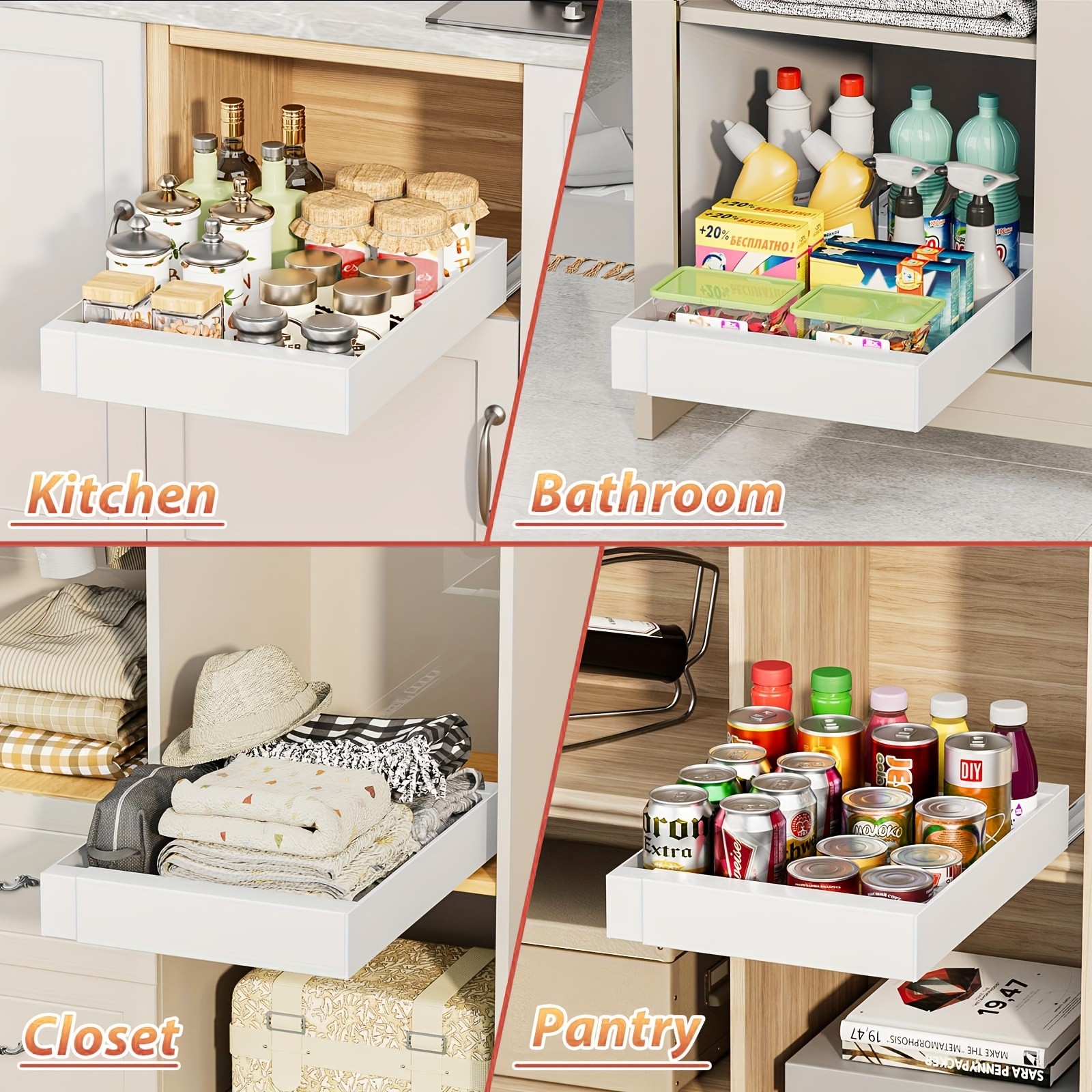 MCMLS Expandable Pull-Out Cabinet Rack – Heavy-Duty Adjustable Under-Sink Organizer for NZ Kitchens & Pantries