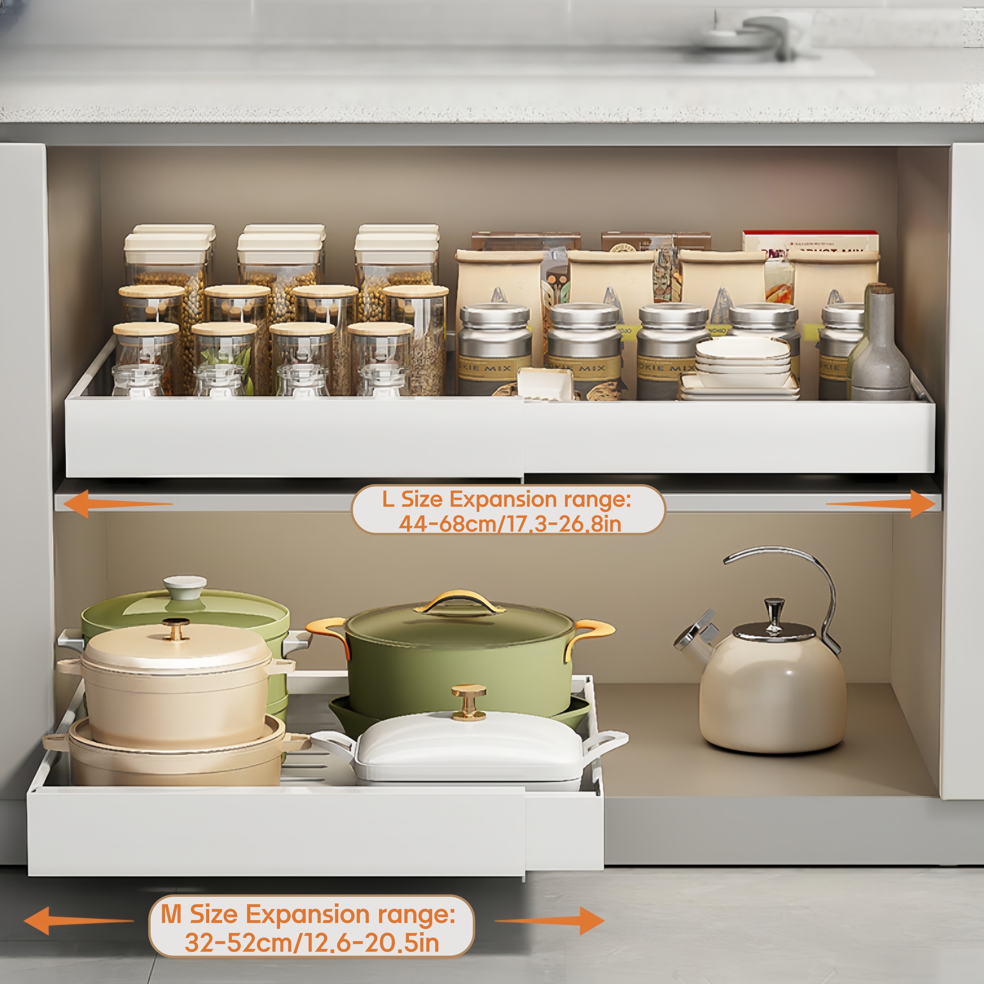 MCMLS Expandable Pull-Out Cabinet Rack – Heavy-Duty Adjustable Under-Sink Organizer for NZ Kitchens & Pantries