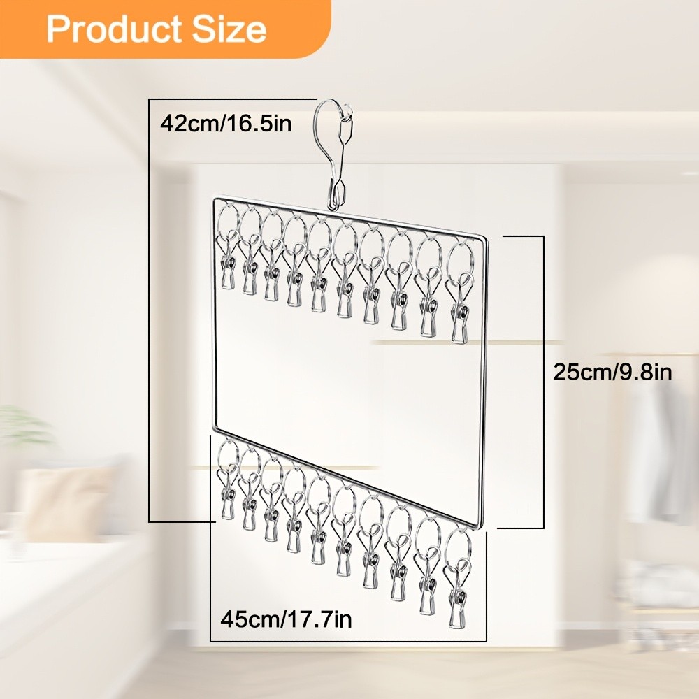 MCMLS Heavy-Duty Stainless Steel 2-Tier Hat Hanger Organizer – 20-Clip Over-Door/ Ceiling Mount for NZ Closet & Laundry Storage