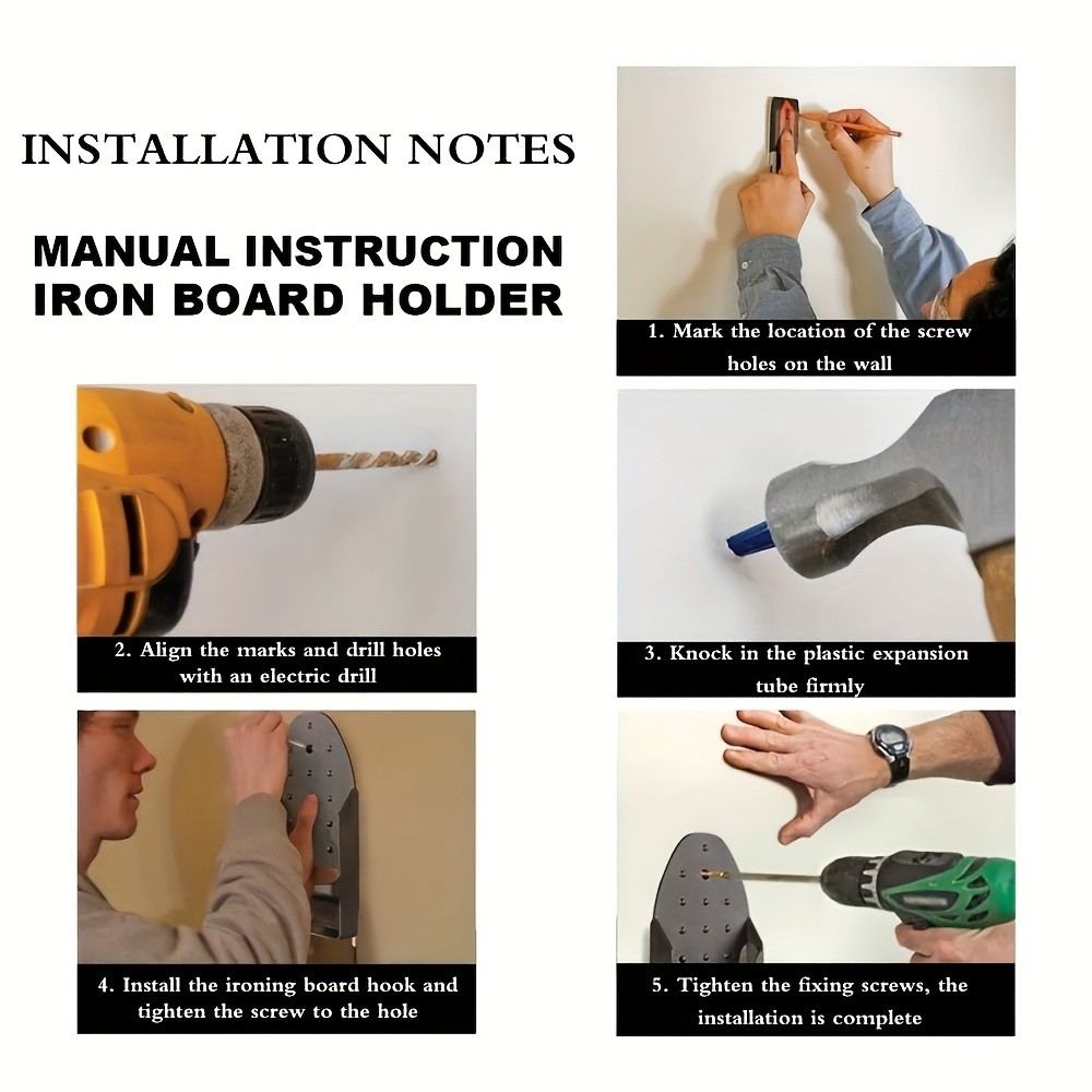 MCMLS Heavy-Duty Ironing Board Holder – Wall-Mounted Space-Saving Rack with Dual Hooks for NZ Homes & Apartments