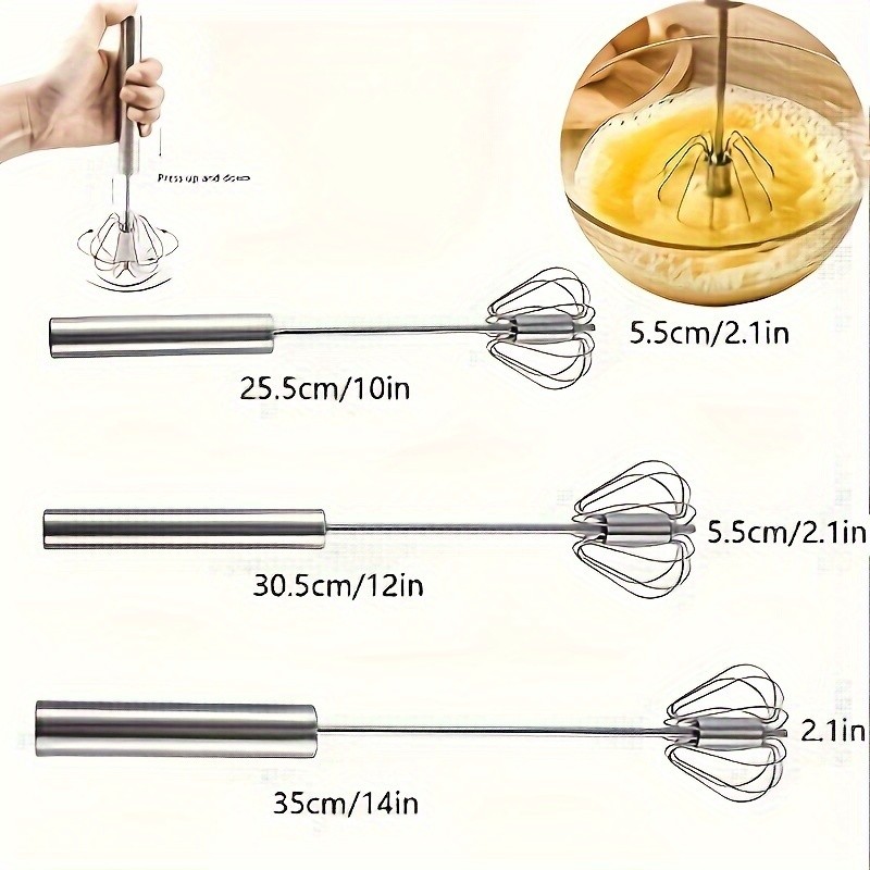 YUHUPHYLLIC Stainless Steel Semi-Automatic Hand Whisk – 3-Loop Manual Whisk for Efficient Mixing & Milk Foam in NZ Kitchens