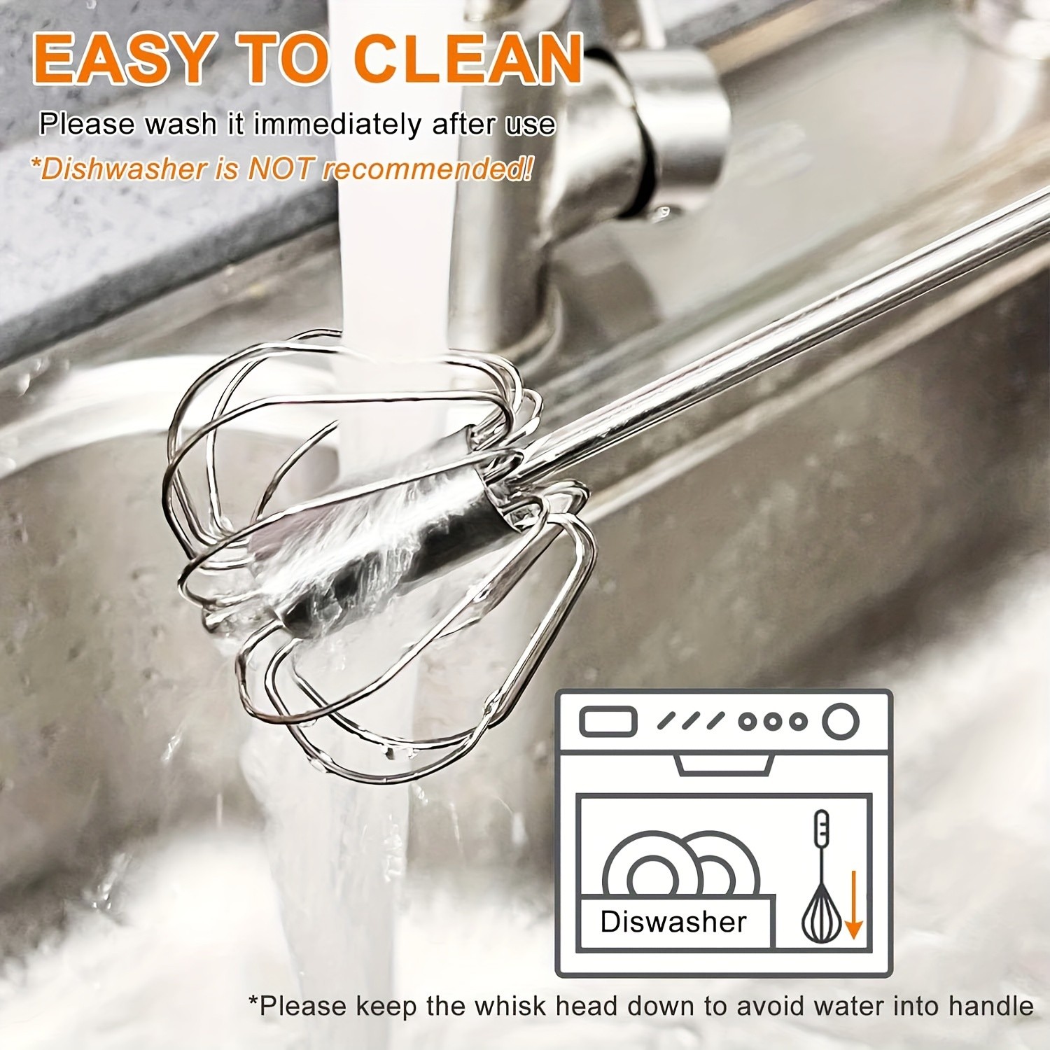 YUHUPHYLLIC Stainless Steel Semi-Automatic Hand Whisk – 3-Loop Manual Whisk for Efficient Mixing & Milk Foam in NZ Kitchens