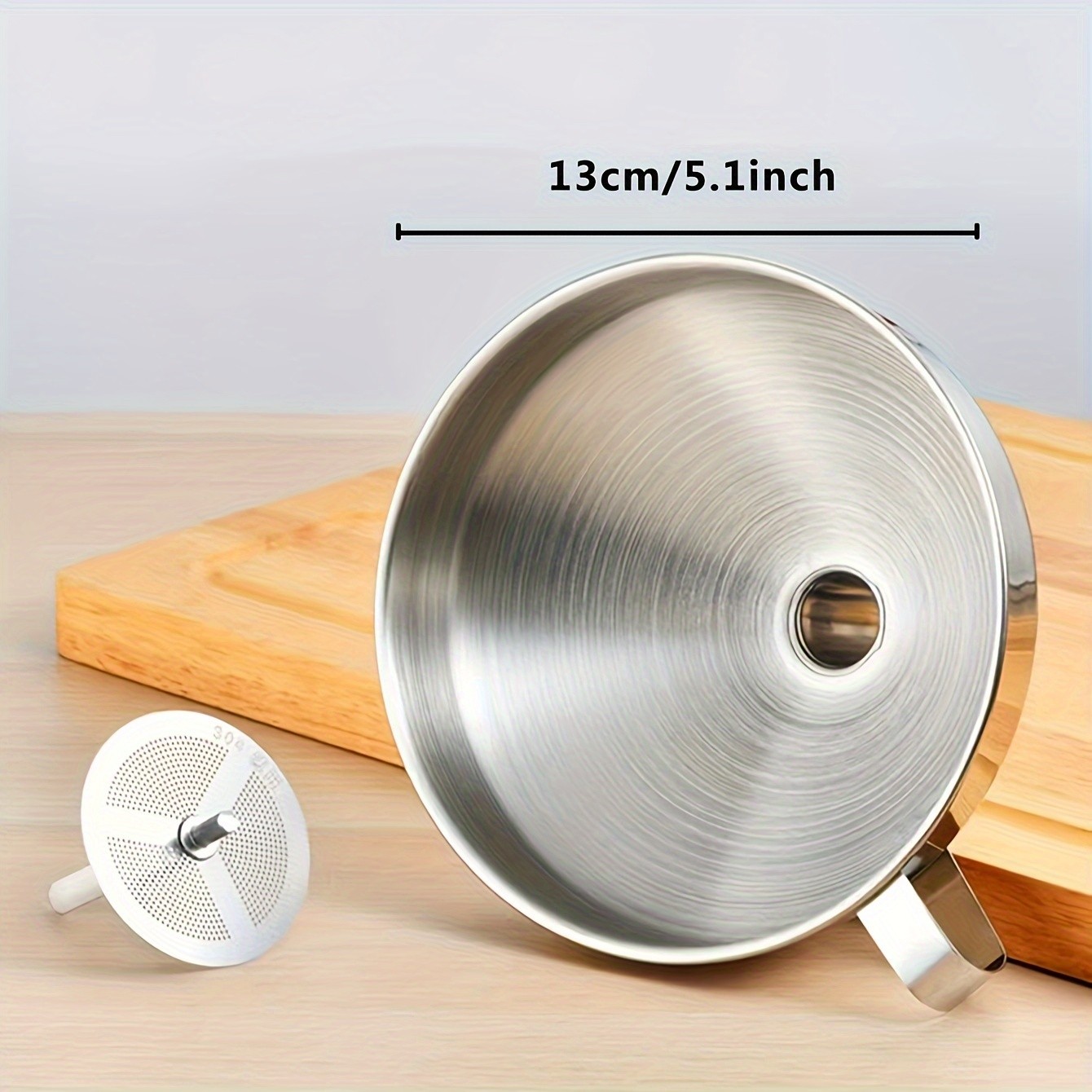 YUHUPHYLLIC 304 Stainless Steel Funnel with Wide Mouth – Oil Strainer and Ladle for NZ Kitchens