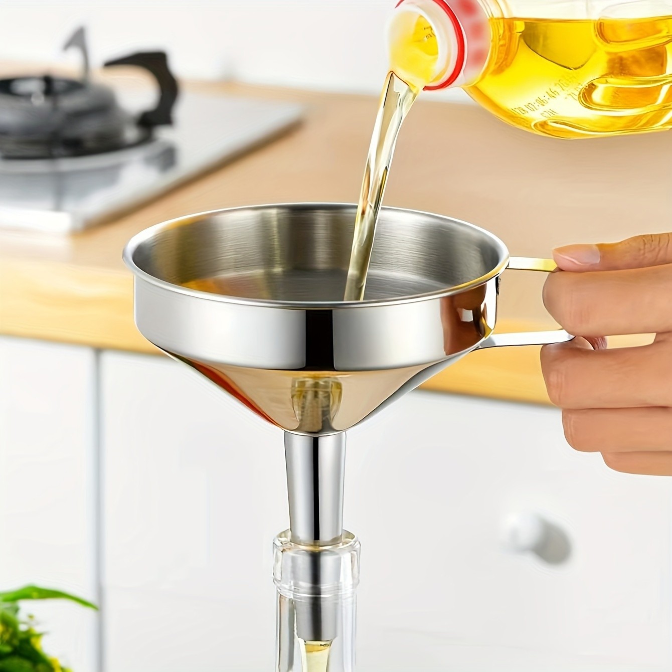 YUHUPHYLLIC 304 Stainless Steel Funnel with Wide Mouth – Oil Strainer and Ladle for NZ Kitchens