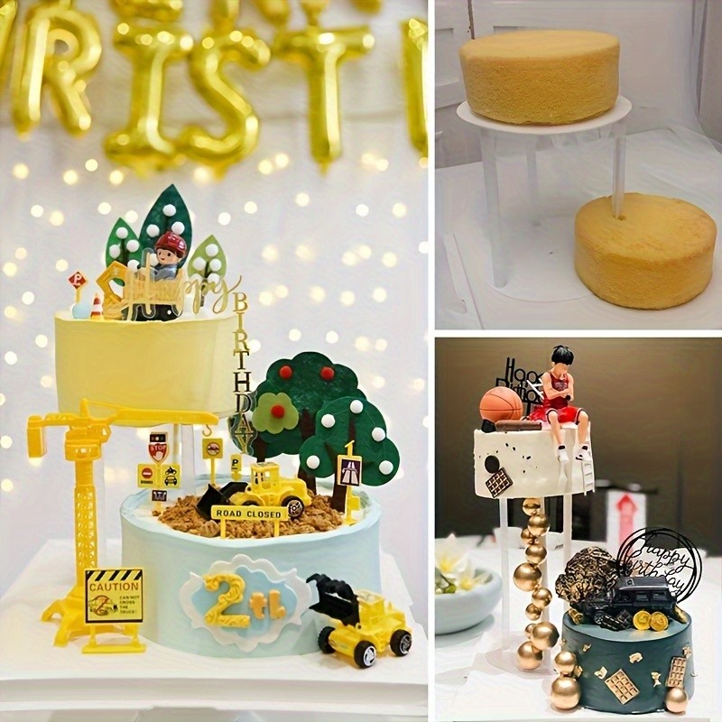 YUHUPHYLLIC 4pcs Reusable Cake Tier Set – Transparent Dividers & Cake Pins for Multi-Layered Cakes