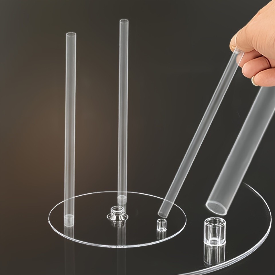 YUHUPHYLLIC 4pcs Reusable Cake Tier Set – Transparent Dividers & Cake Pins for Multi-Layered Cakes