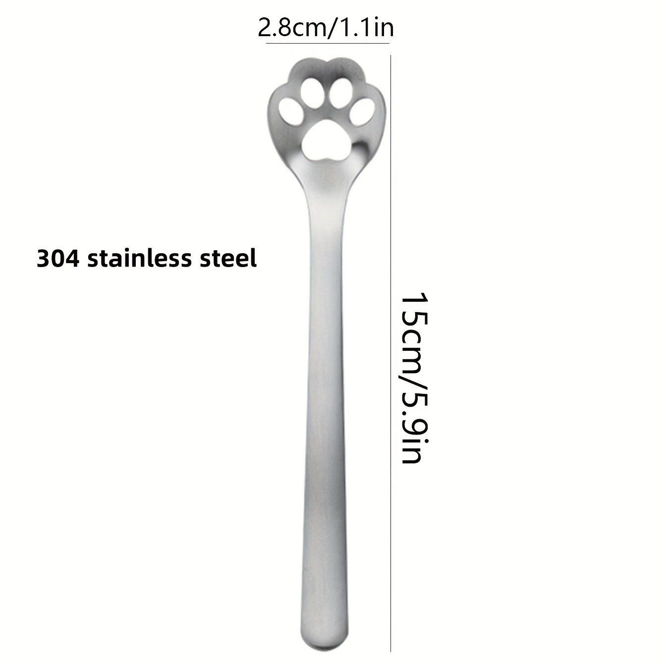 YUHUPHYLLIC Silvery Cat Claw Spoon – 304 Stainless Steel Serving Spoon