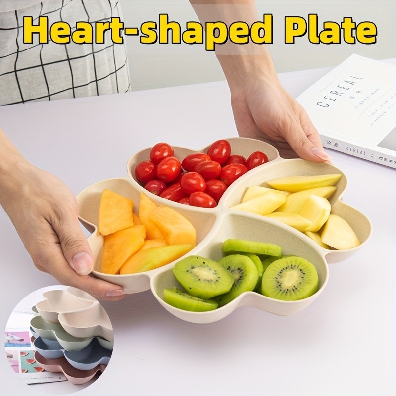 YUHUPHYLLIC Heart-Shaped Divided Fruit Tray – Reusable Snack & Dessert Platter for NZ Parties & Home Use