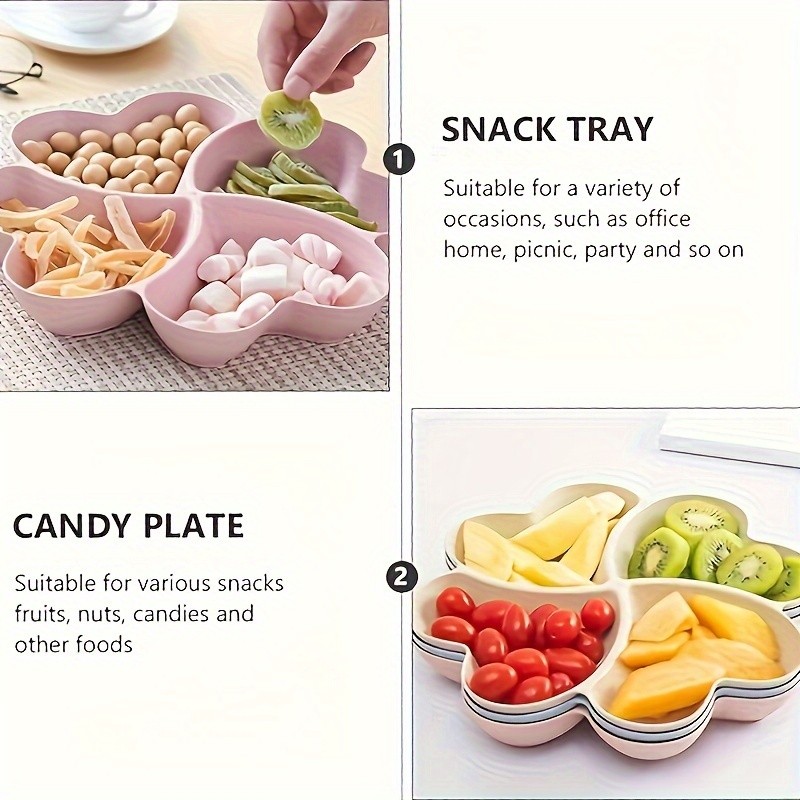 YUHUPHYLLIC Heart-Shaped Divided Fruit Tray – Reusable Snack & Dessert Platter for NZ Parties & Home Use
