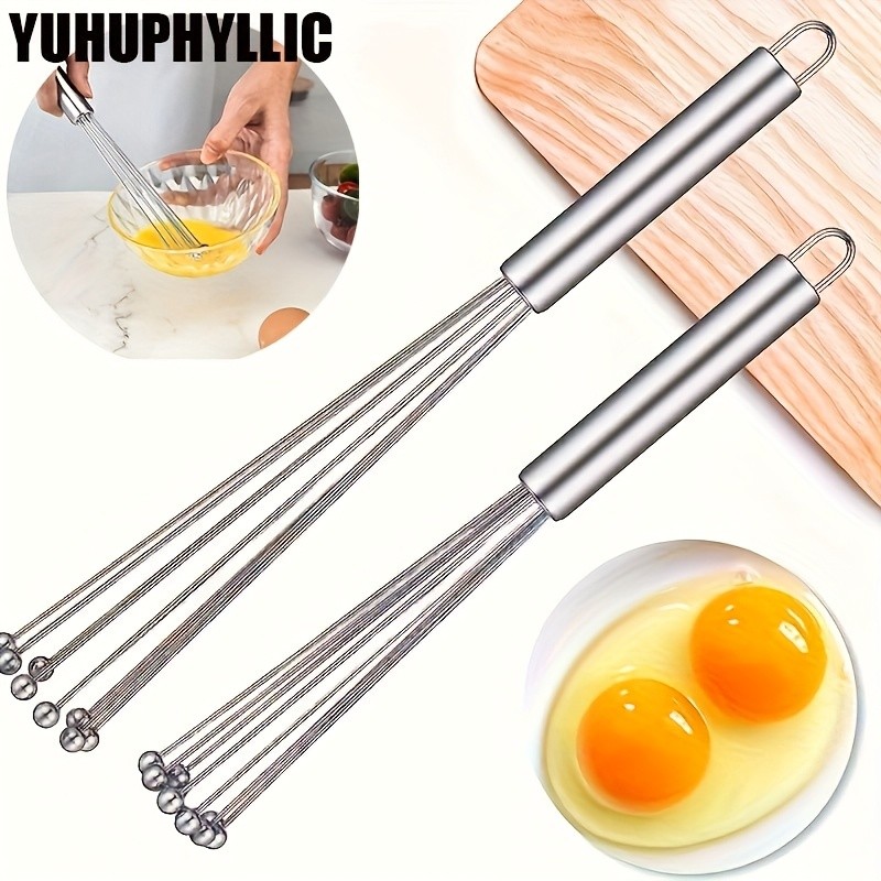YUHUPHYLLIC 25.4cm Stainless Steel Bead Whisk – Handheld Egg, Cream & Sauce Whisk for NZ Kitchens