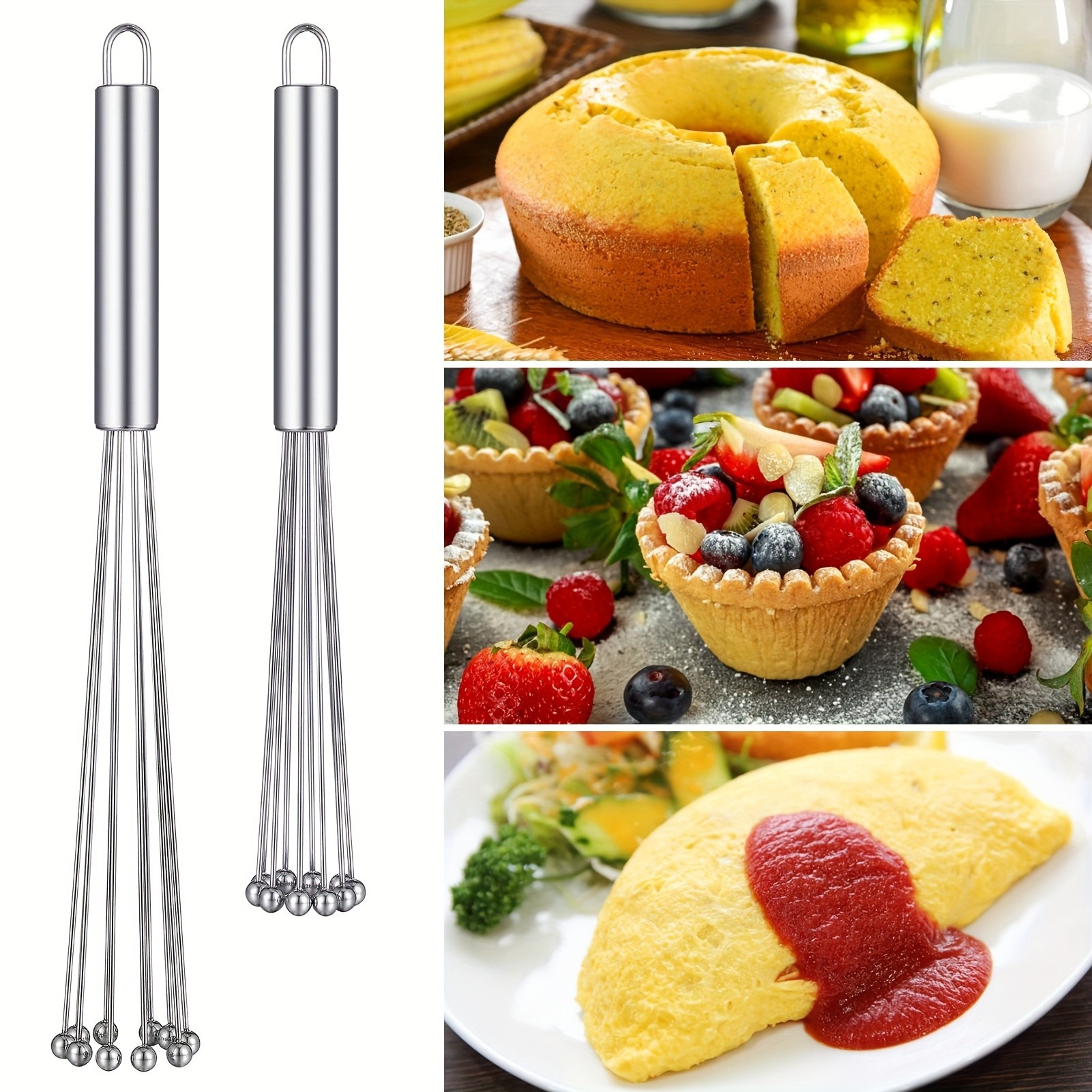 YUHUPHYLLIC 25.4cm Stainless Steel Bead Whisk – Handheld Egg, Cream & Sauce Whisk for NZ Kitchens