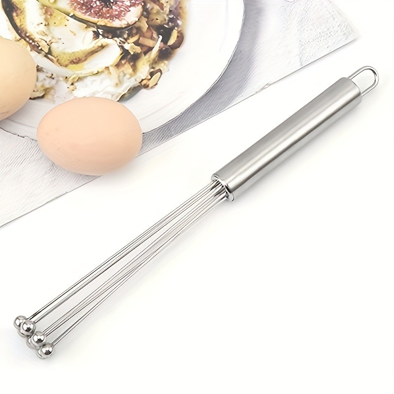YUHUPHYLLIC 25.4cm Stainless Steel Bead Whisk – Handheld Egg, Cream & Sauce Whisk for NZ Kitchens