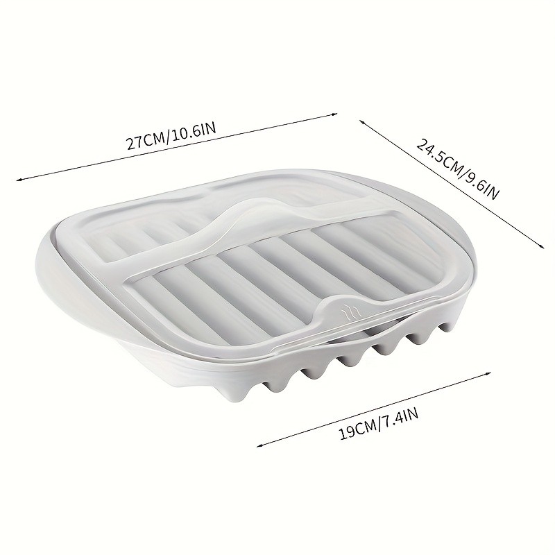 YUHUPHYLLIC Microwave Bacon Cooker Tray with Lid – Non-Slip, Fat-Draining Design for Quick Bacon Prep in NZ Kitchens
