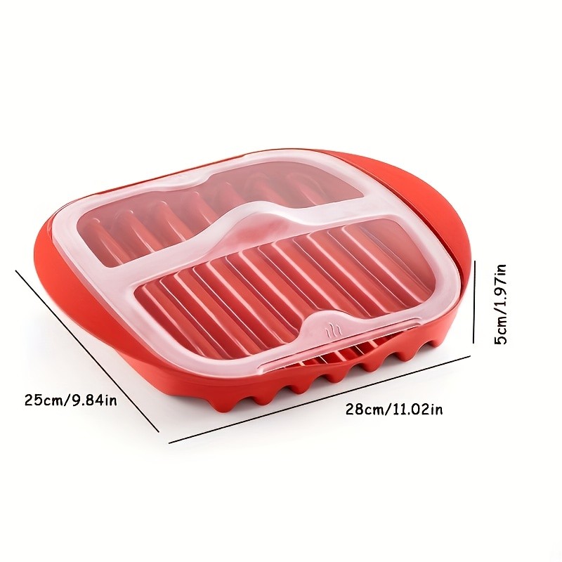 YUHUPHYLLIC Microwave Bacon Cooker Tray with Lid – Non-Slip, Fat-Draining Design for Quick Bacon Prep in NZ Kitchens