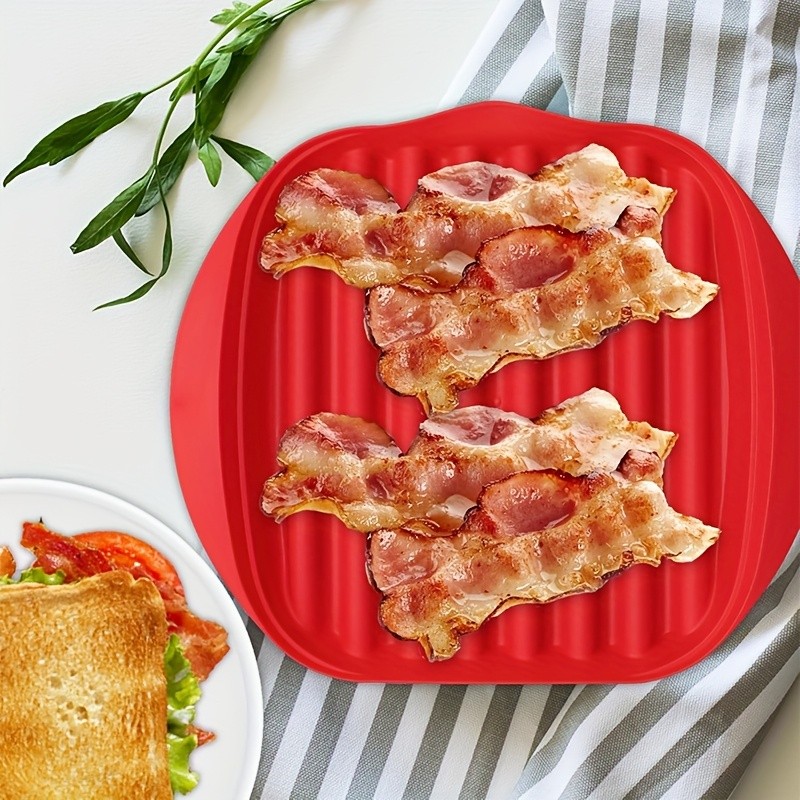 YUHUPHYLLIC Microwave Bacon Cooker Tray with Lid – Non-Slip, Fat-Draining Design for Quick Bacon Prep in NZ Kitchens