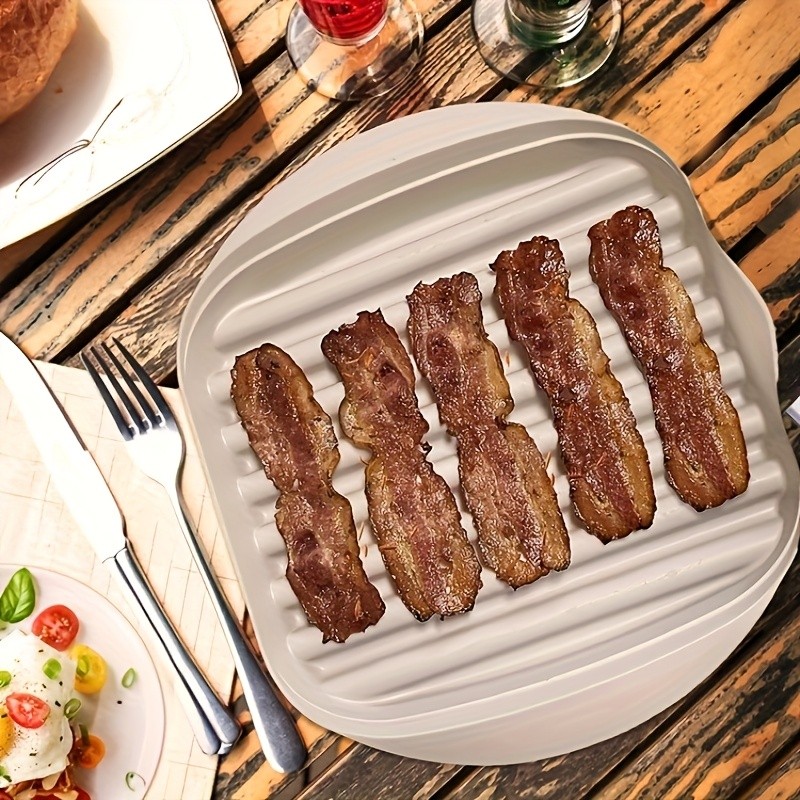 YUHUPHYLLIC Microwave Bacon Cooker Tray with Lid – Non-Slip, Fat-Draining Design for Quick Bacon Prep in NZ Kitchens