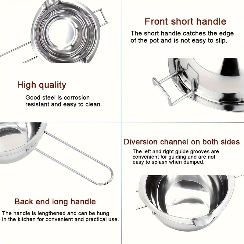 YUHUPHYLLIC Stainless Steel Chocolate Melting Pot – Double Boiler for Baking, Fondue & Multi-Purpose Melting