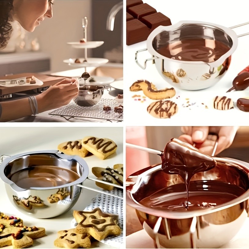 YUHUPHYLLIC Stainless Steel Chocolate Melting Pot – Double Boiler for Baking, Fondue & Multi-Purpose Melting