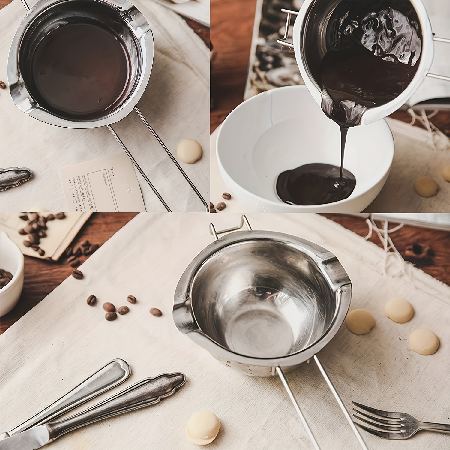 YUHUPHYLLIC Stainless Steel Chocolate Melting Pot – Double Boiler for Baking, Fondue & Multi-Purpose Melting