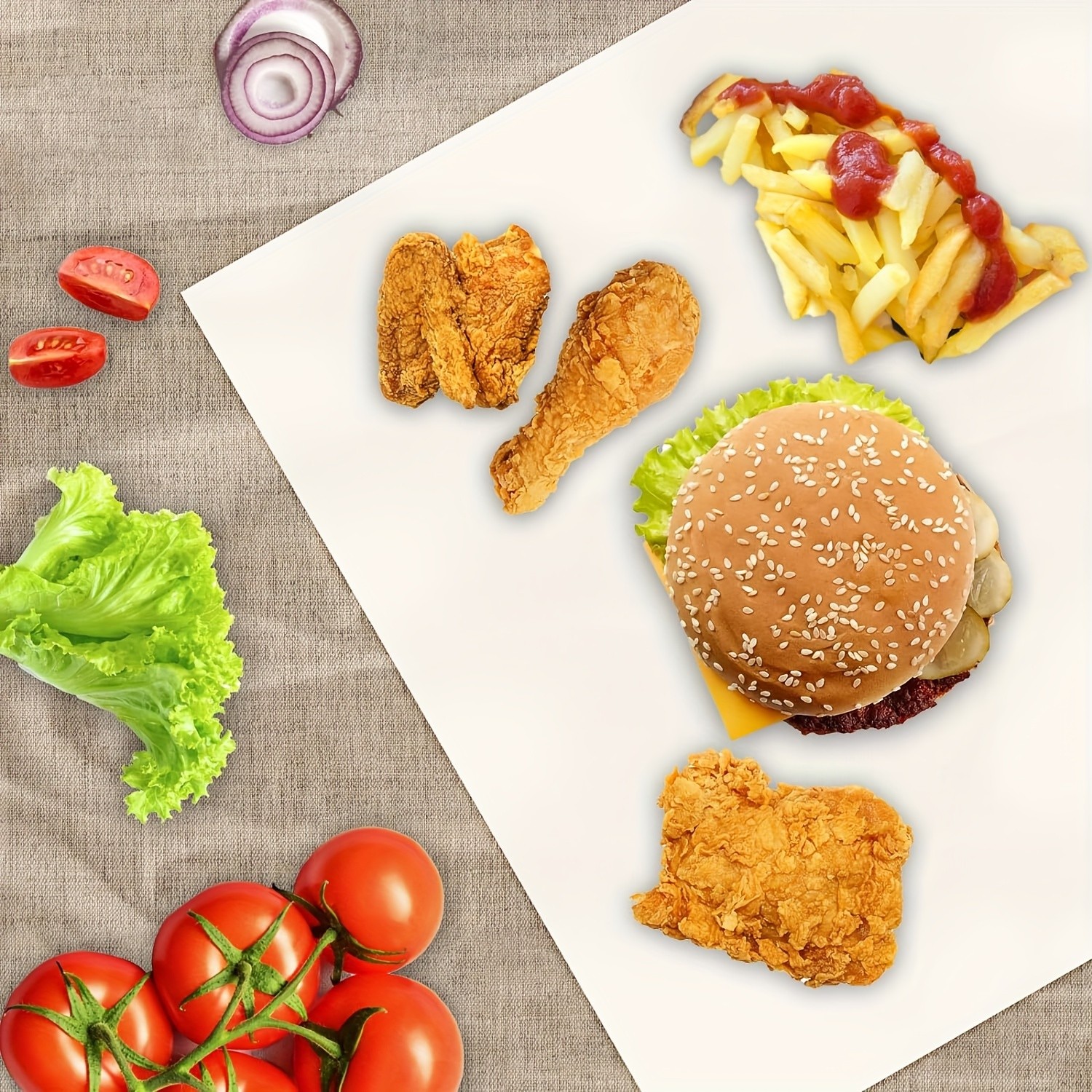 YUHUPHYLLIC 50pcs Air Fryer Liners – Non-Stick Oil Absorbing Parchment Paper for Cooking & Baking