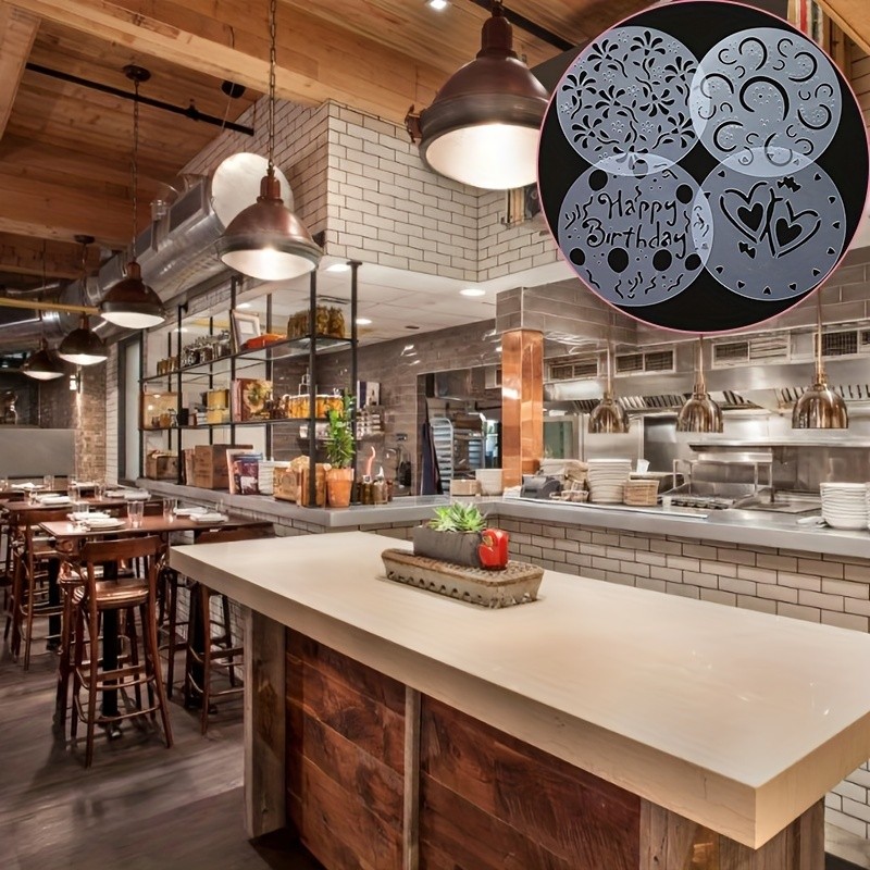 YUHUPHYLLIC 4pcs Cake Decorating Stencil Set – PVC Tools for Cupcakes, Weddings & Parties