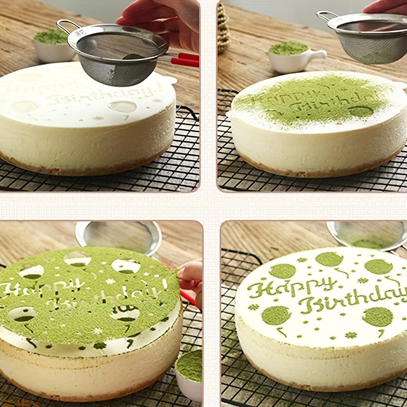 YUHUPHYLLIC 4pcs Cake Decorating Stencil Set – PVC Tools for Cupcakes, Weddings & Parties