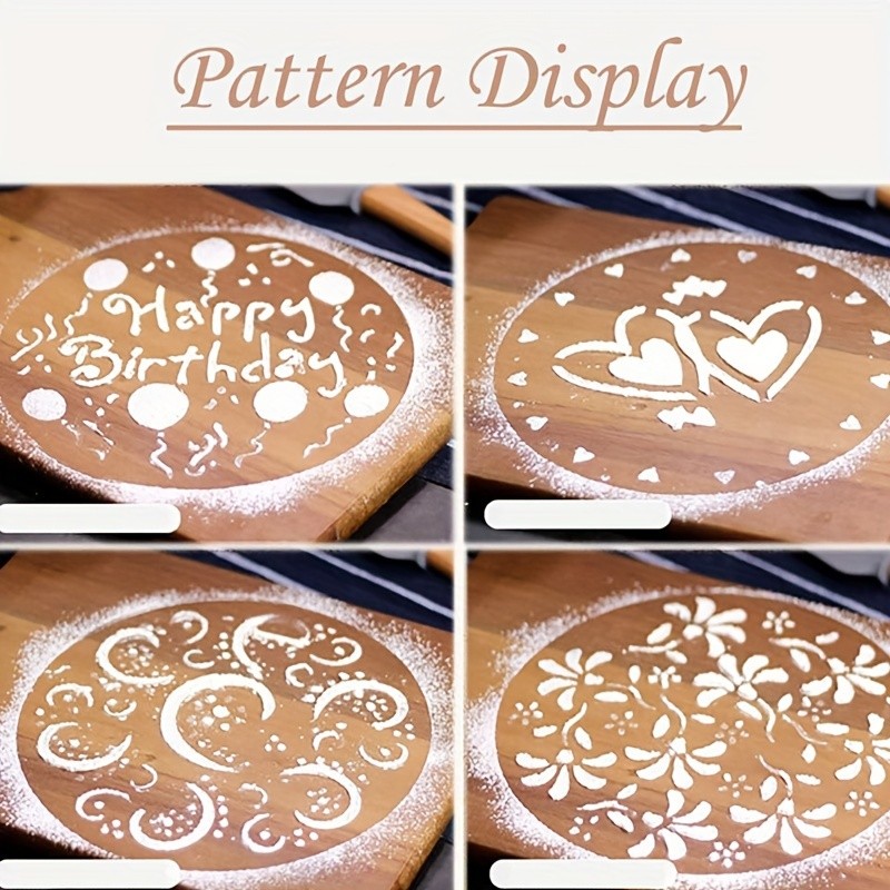 YUHUPHYLLIC 4pcs Cake Decorating Stencil Set – PVC Tools for Cupcakes, Weddings & Parties