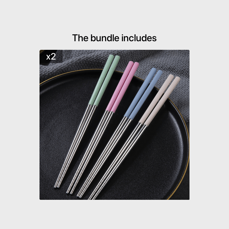 YUHUPHYLLIC 4 Pairs Stainless Steel Chopsticks – Reusable, Non-Slip, Dishwasher Safe Utensils for NZ Dining