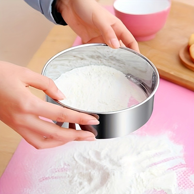 YUHUPHYLLIC Stainless Steel Fine Mesh Flour Sifter – Multi-Functional Tool for Cakes, Tarts, and Breads