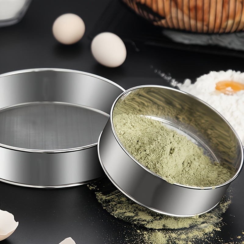 YUHUPHYLLIC Stainless Steel Fine Mesh Flour Sifter – Multi-Functional Tool for Cakes, Tarts, and Breads