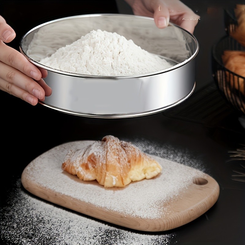 YUHUPHYLLIC Stainless Steel Fine Mesh Flour Sifter – Multi-Functional Tool for Cakes, Tarts, and Breads