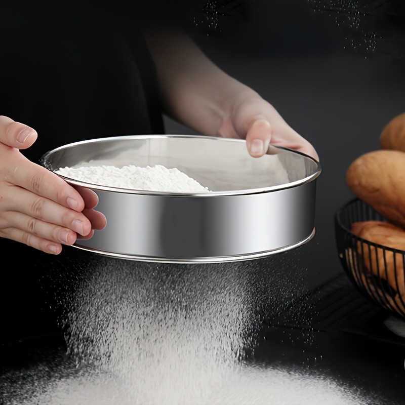YUHUPHYLLIC Stainless Steel Fine Mesh Flour Sifter – Multi-Functional Tool for Cakes, Tarts, and Breads