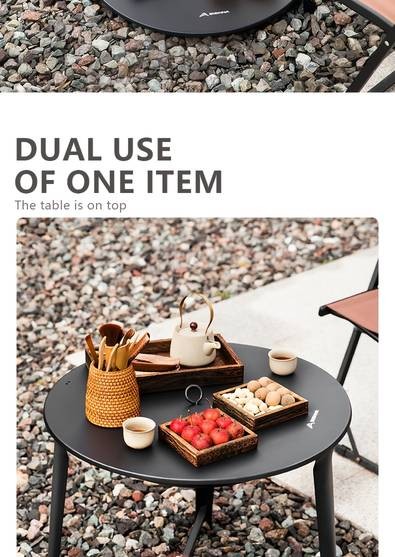 BISINNA Portable Charcoal Grill – Round Iron BBQ with Storage Space for Outdoor Cooking