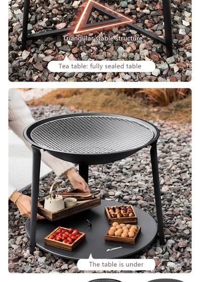 BISINNA Portable Charcoal Grill – Round Iron BBQ with Storage Space for Outdoor Cooking