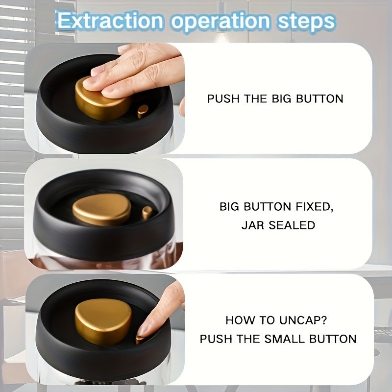 YUHUPHYLLIC Vacuum-Sealed Glass Storage Container – Moisture-Proof Pressure Pump Storage Jar for Coffee Beans, Tea & Nuts