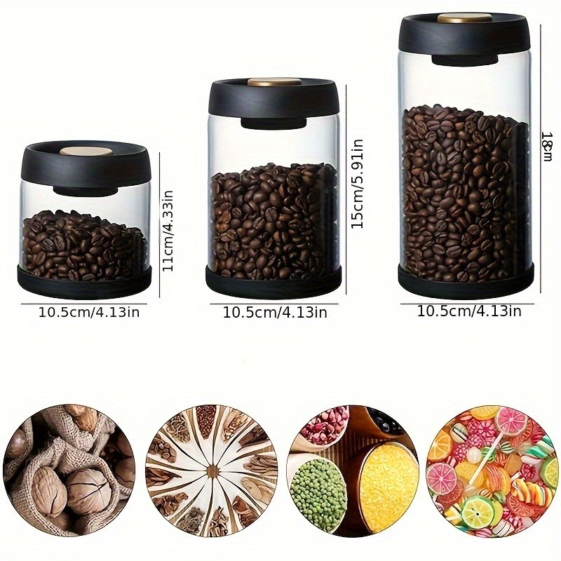 YUHUPHYLLIC Vacuum-Sealed Glass Storage Container – Moisture-Proof Pressure Pump Storage Jar for Coffee Beans, Tea & Nuts