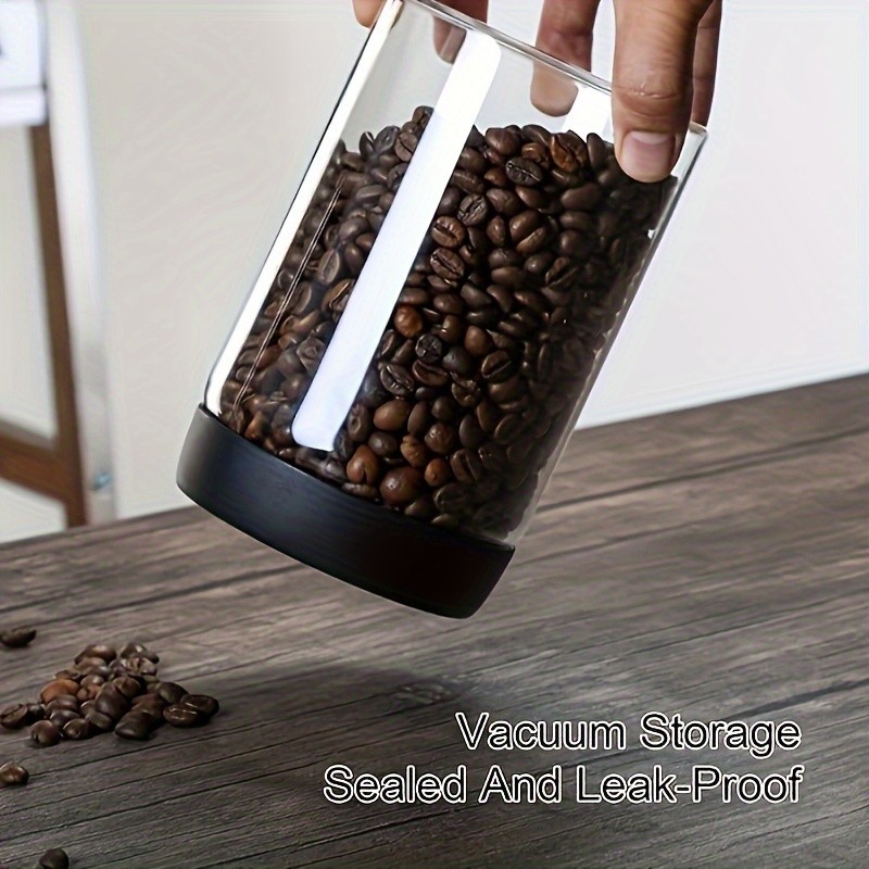 YUHUPHYLLIC Vacuum-Sealed Glass Storage Container – Moisture-Proof Pressure Pump Storage Jar for Coffee Beans, Tea & Nuts