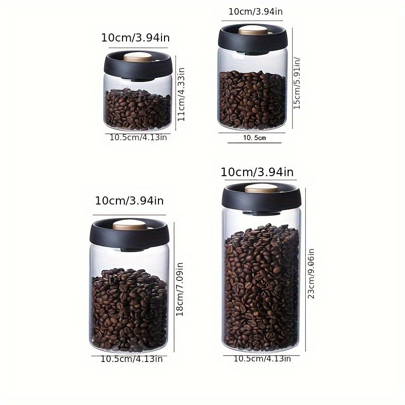 YUHUPHYLLIC Vacuum-Sealed Glass Storage Container – Moisture-Proof Pressure Pump Storage Jar for Coffee Beans, Tea & Nuts
