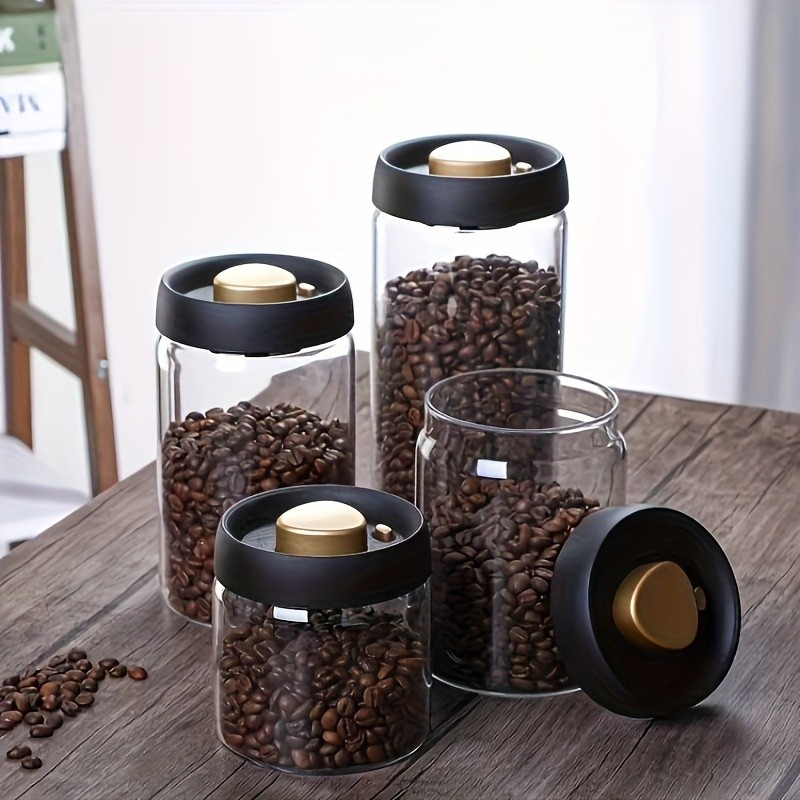 YUHUPHYLLIC Vacuum-Sealed Glass Storage Container – Moisture-Proof Pressure Pump Storage Jar for Coffee Beans, Tea & Nuts